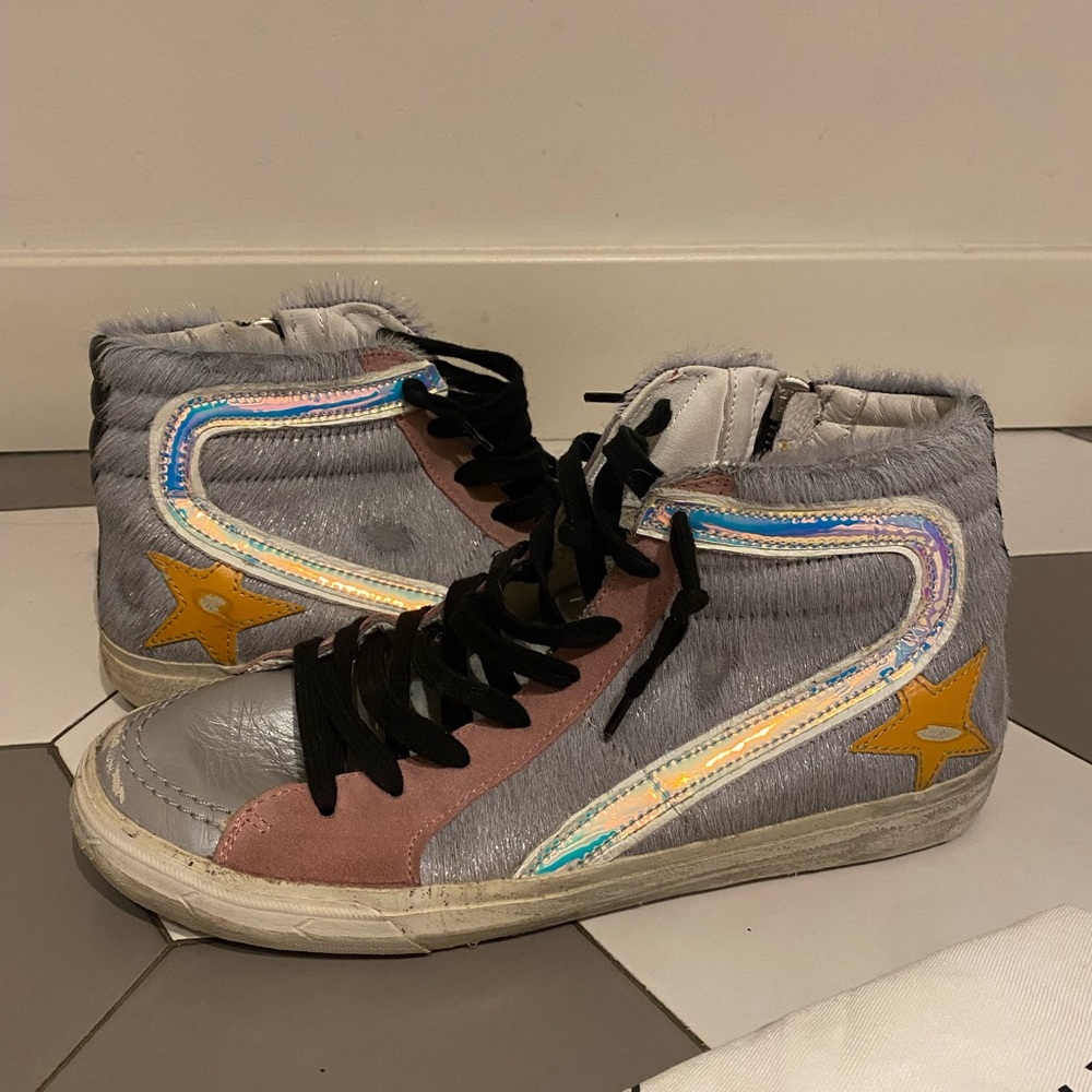 Golden Goose Pony Hair Iridescent Sneakers Sz 8 or EU 39